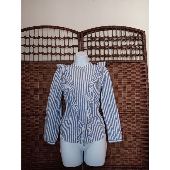 Madewell Striped Ruffle Blouse - Picture 1 of 2